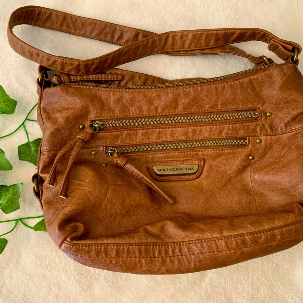 Stone Mountain USA brown crossbody satchel purse